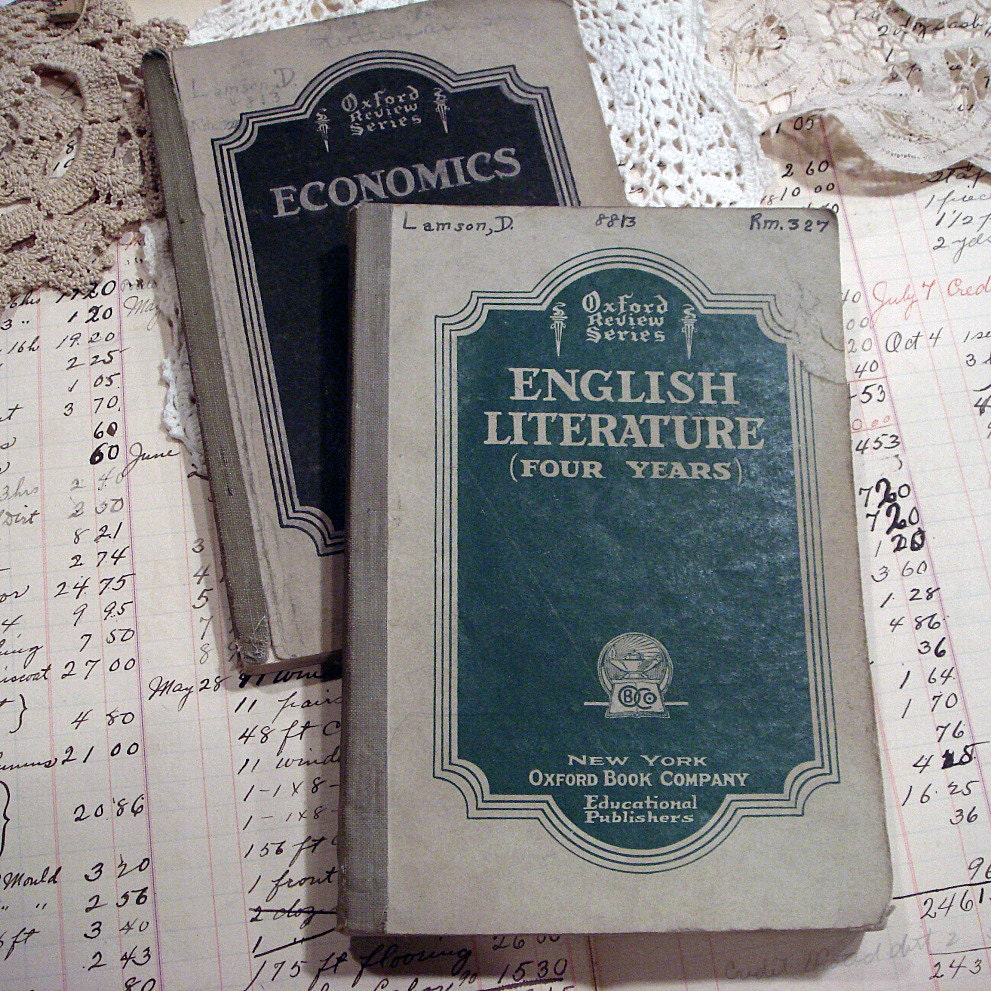 PRICE REDUCED - 2 vintage 1920s soft bound text books - perfect for the altered artis - NO 385