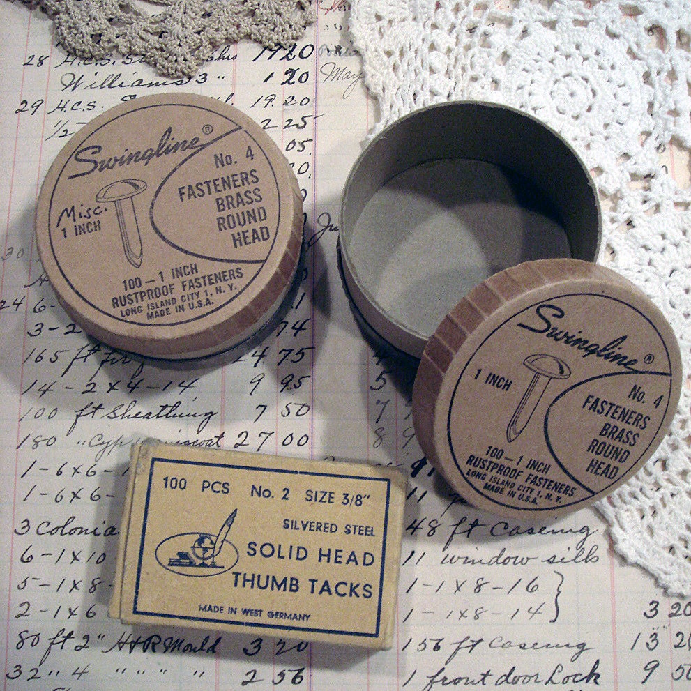 PRICE REDUCED - 3 vintage office supply boxes - perfect for the altered artist - NO 387