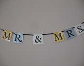 Mr & Mrs Wedding Banner - Yellow / Grey