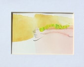 Pink Matted Abstract Landscape Art, 5 x 7" original fine art, matted -- "Painting 376"