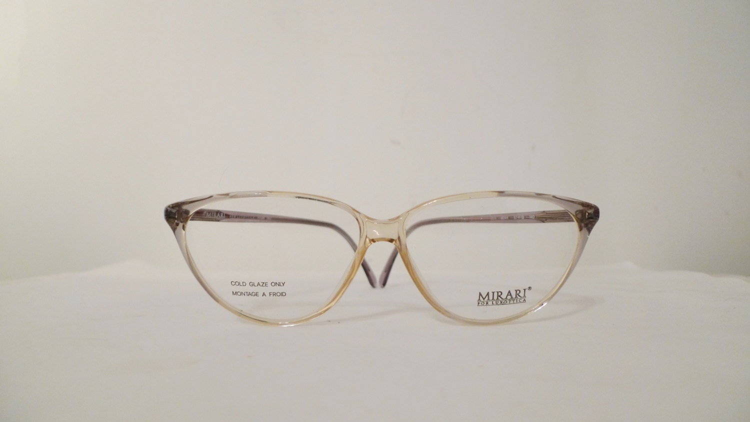 BIG NOS Vintage Cat Eye Frames / Clear Grey Luxottica EyeGlasses or Sunglasses / New LIst SAle