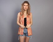 60s TAPESTRY Ethnic VEST / Velevty Chenille Tapestry Waistcoat