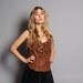 70s FRINGE LEATHER HALTER / Backless Beaded Hippie Top