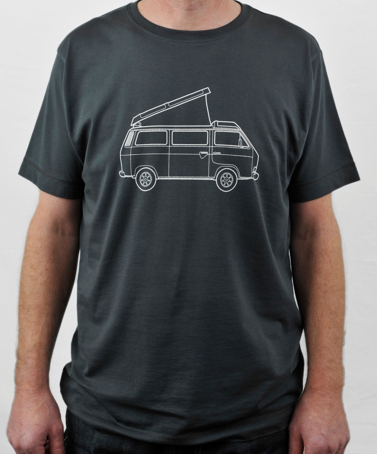 VW campervan (T3 or T25) screenprint t-shirt dark grey