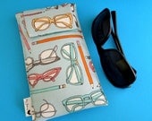 Sunglasses Case in a Fun Pencils and Glasses Design