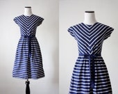 1960s nautical dress - chevron stripe dress