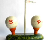 Vintage Wood Golf Ball Salt and Pepper Shakers
