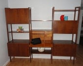 Mid Century Modern Wall Unit . Mid Century Furniture . Book Shelf . Teak .
