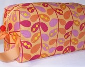 Raspberry Vines  Project Bag with Orange Ribbon