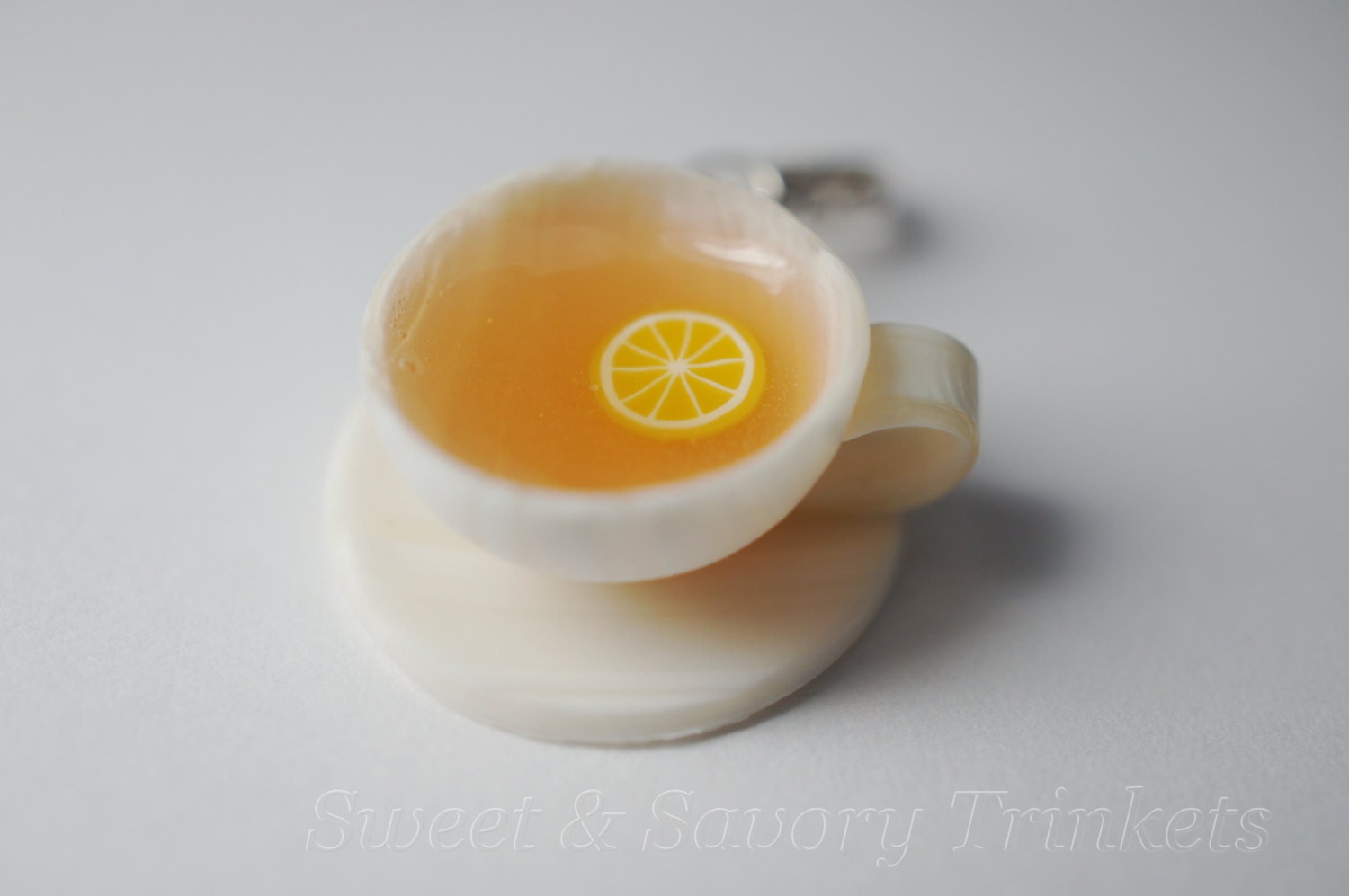 Cup of Tea Charm, Miniature Food Jewelry, Polymer Clay Food Charm