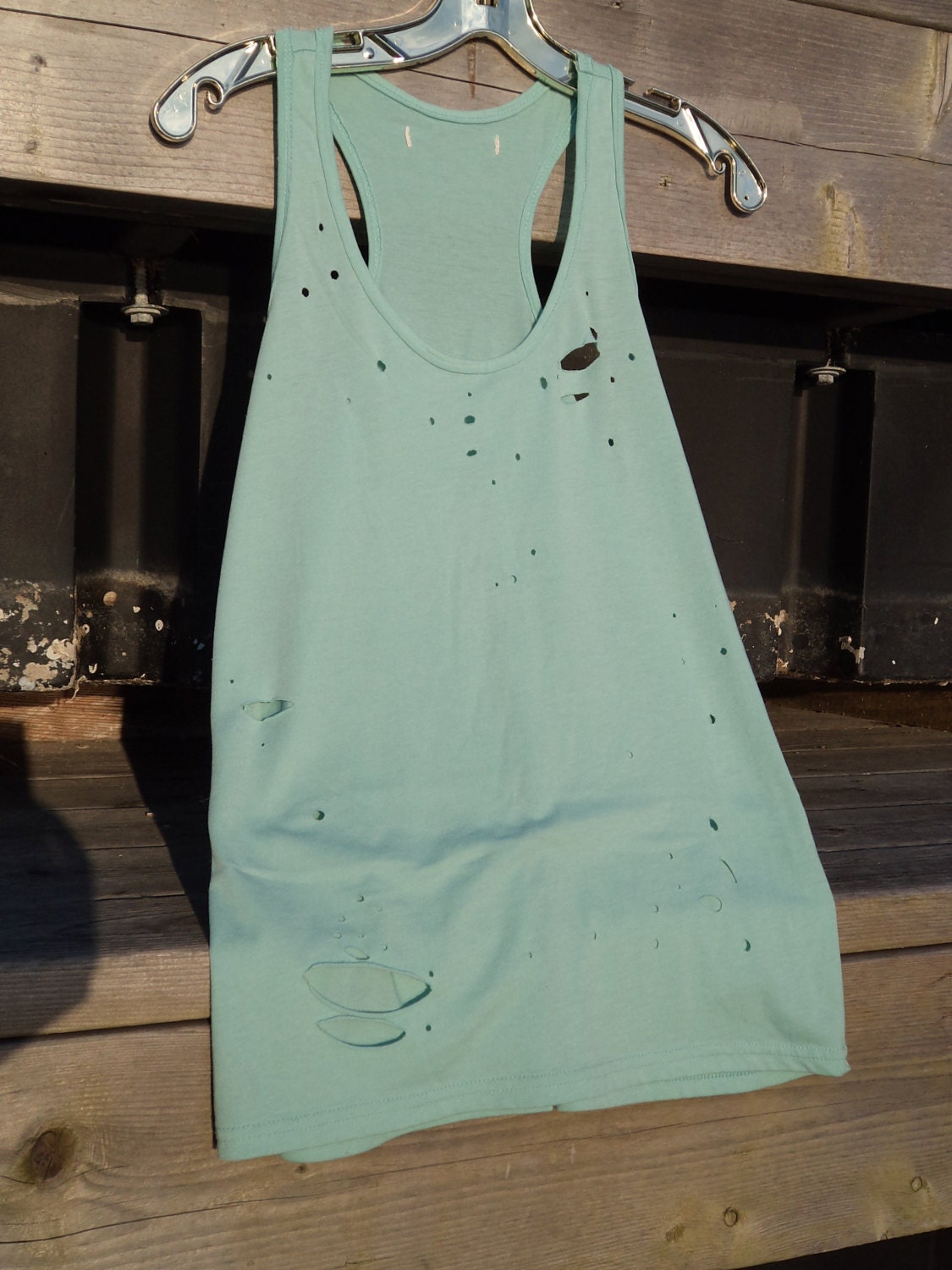 Zombie Bullet Hole Racerback Tank mermaid green xs/s