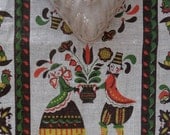 Vintage European Folk Print Centerpiece Runner