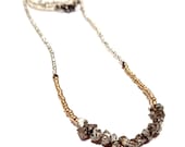 love on the rocks v11 w gold // raw cut pyrite chunks, matte gold seed beads and shiny silver sead beads