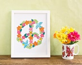 Floral Wreath Peace Sign - 8 x 10 print