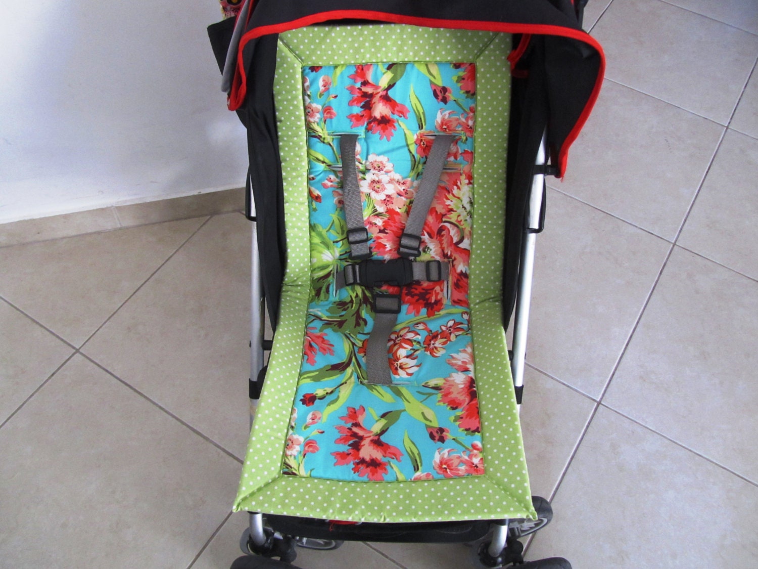 Stroller Pram Buggy Pushchair Insert Liner Cover Pad reversible adjustable Amy Butler