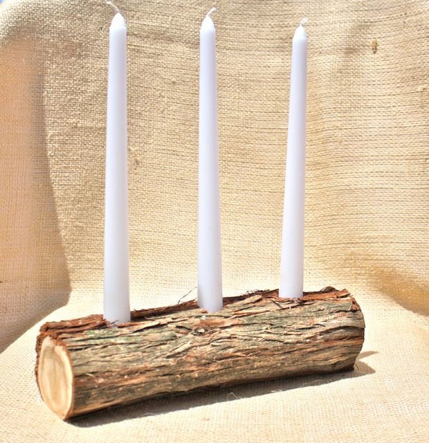 Rustic Wedding Unity Candle Holder, rustic wedding centerpiece, cedar wood, 10.5" wide x 2.5" tall with 3 tapered candles