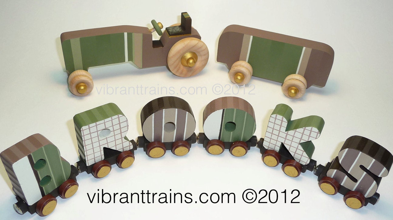 THREE LETTER Name Train Custom Keepsake Wooden Personalized Gift painted to meet your needs
