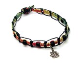 Rasta & Black Cannabis Leaf Hemp Anklet - Unisex