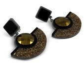 Saturn perspex earrings gold Swarovski crystals