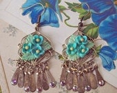 Pretty Forget-Me-Nots - Vintage Flowers - Swarovski Crystal Earrings