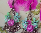 Summer Cadence - Raspberry Blossoms - Swarovski Crystal Earrings