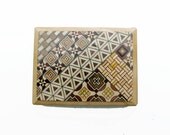 Inlay Wood Slide Box, Small Wooden Box Keepsake, Geometric Pattern Wooden Box