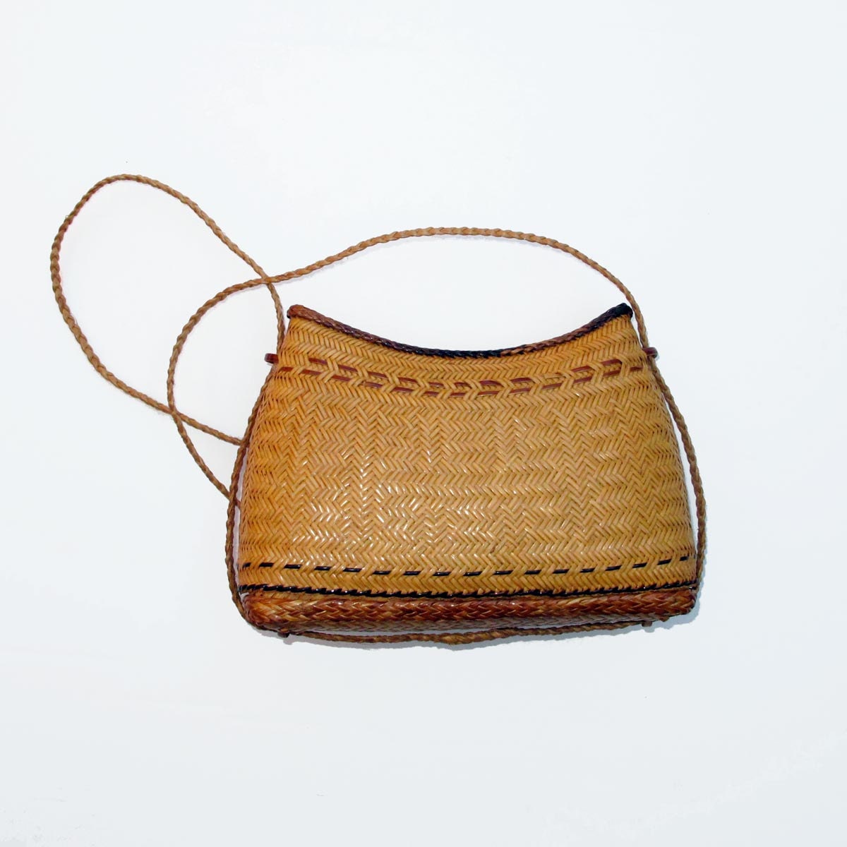 Vintage Straw Purse Sliding Lid