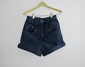 Hipster High Waist Denim Shorts Watch LA W 26 27 cut-off shorts Roll up, Womans High Rise Cut Offs