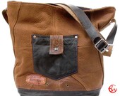 Leather Shoulder Tote // Upcycled and Handmade by peace4you - Model pauline-2097