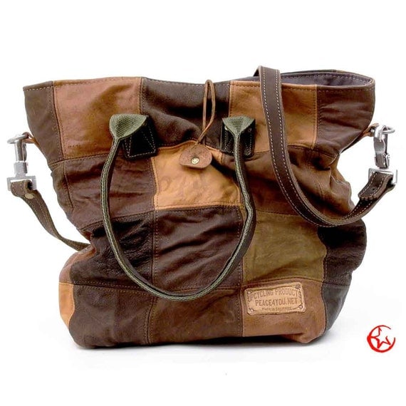 Distressed Leather Tote // Upcycled and Handmade by peace4you - Model leo-2109
