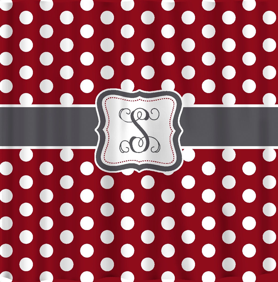Personalized Polka Dot Shower Curtain -Any color with  White Polka Dots and your accent color