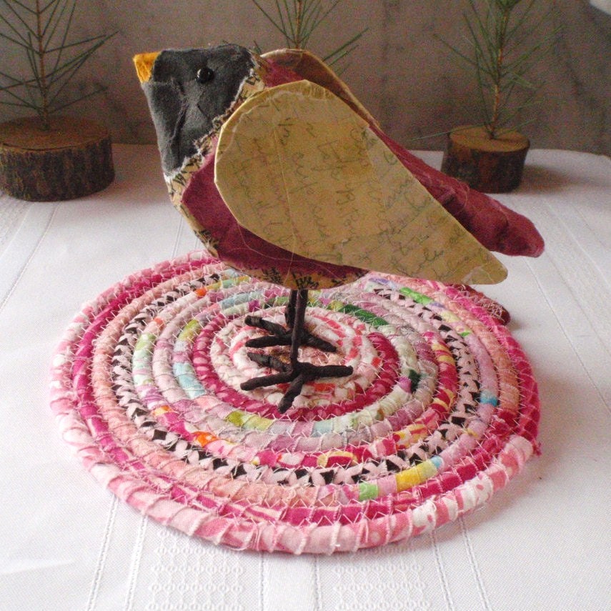 Coiled Hot Pad, Trivet, Candle Mat - Pink Bohemian