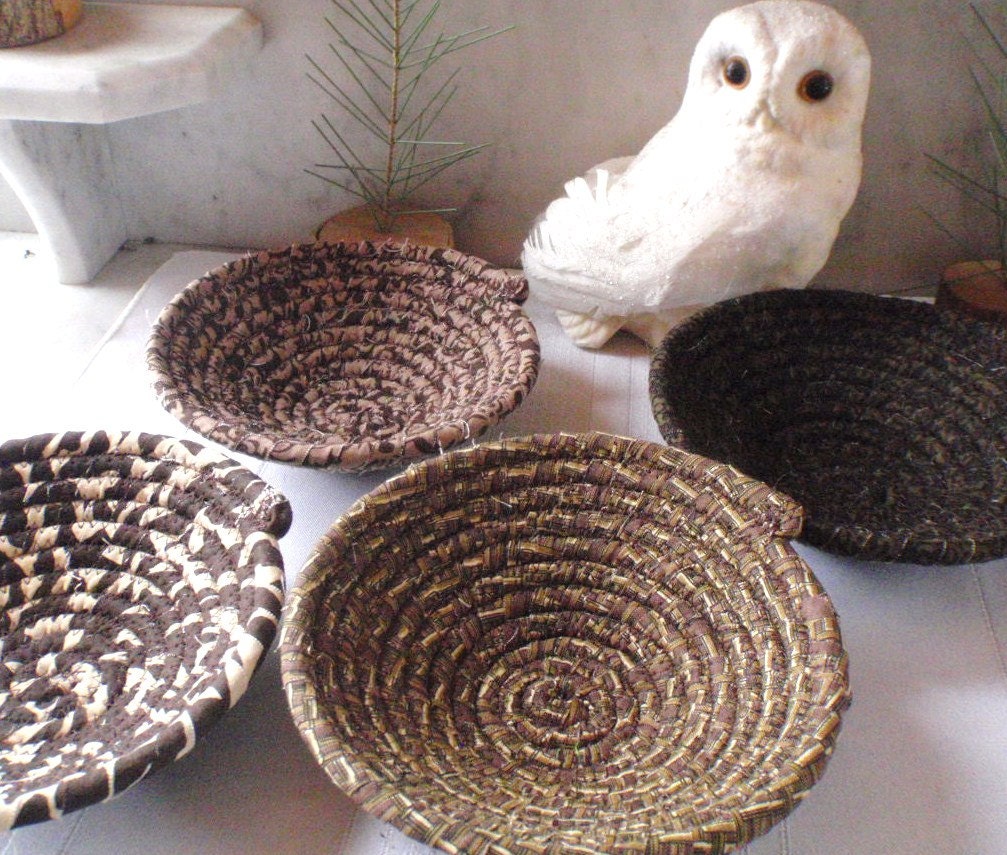 Earth Collection - Set of 4 Brown Coiled Bowls - Instant Collection, Earthy, Neutral, Altar Bowls, Handmade, Woodland