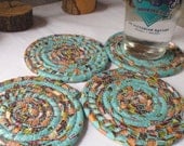 Turkish Dance Coiled Coasters - Set of 4 - Hostess Gift, For Your Kitchen or Entertaining