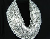 Stretch Lace Infinity Scarf - Black and Ivory