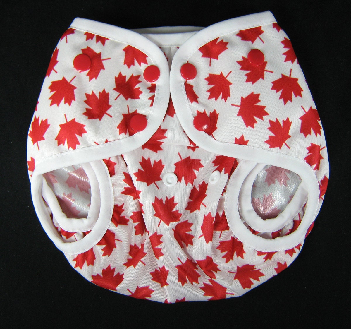 Size 2  Medium/Large Multisized Gussetted Diaper Cover Maple Leaf PUL