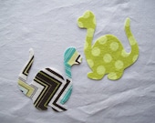 2 Small Fabric Iron On Dinosaur Appliques