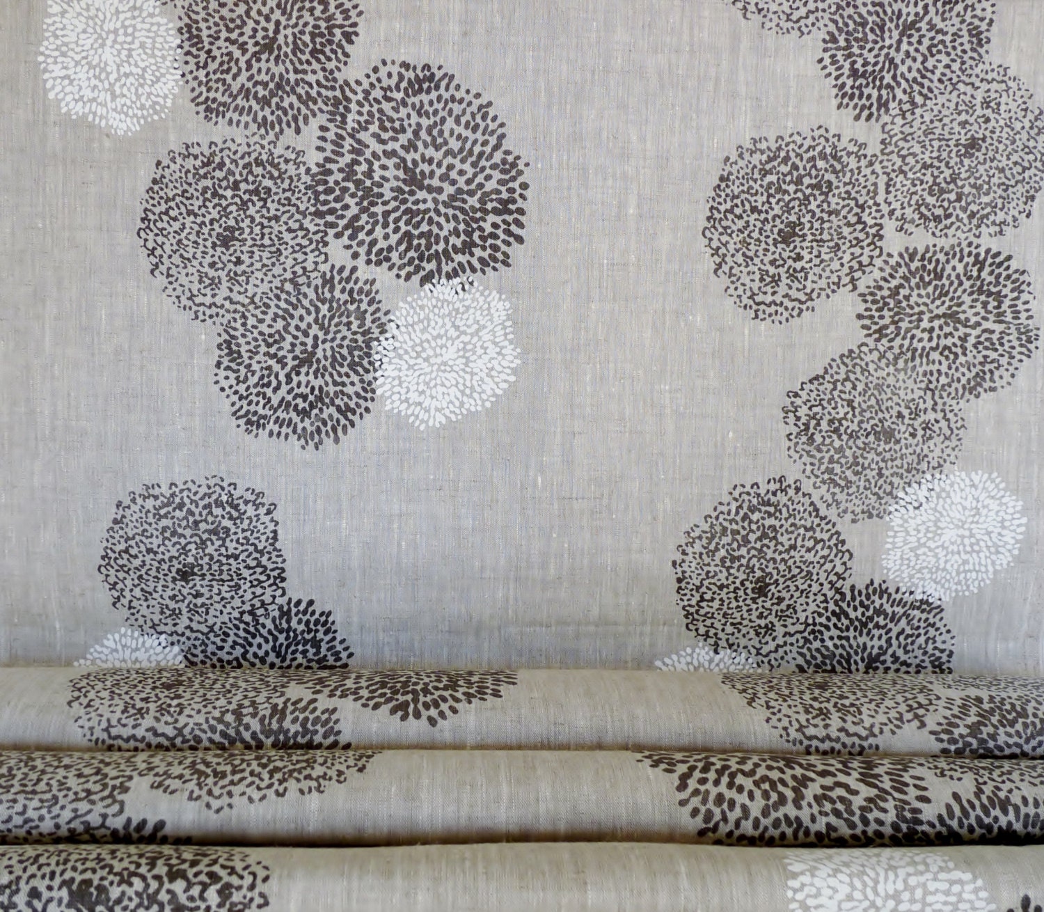 Oatmeal  linen- Tigre design gray and off white - hand screen printed linen - eco-friendly - celina mancurti