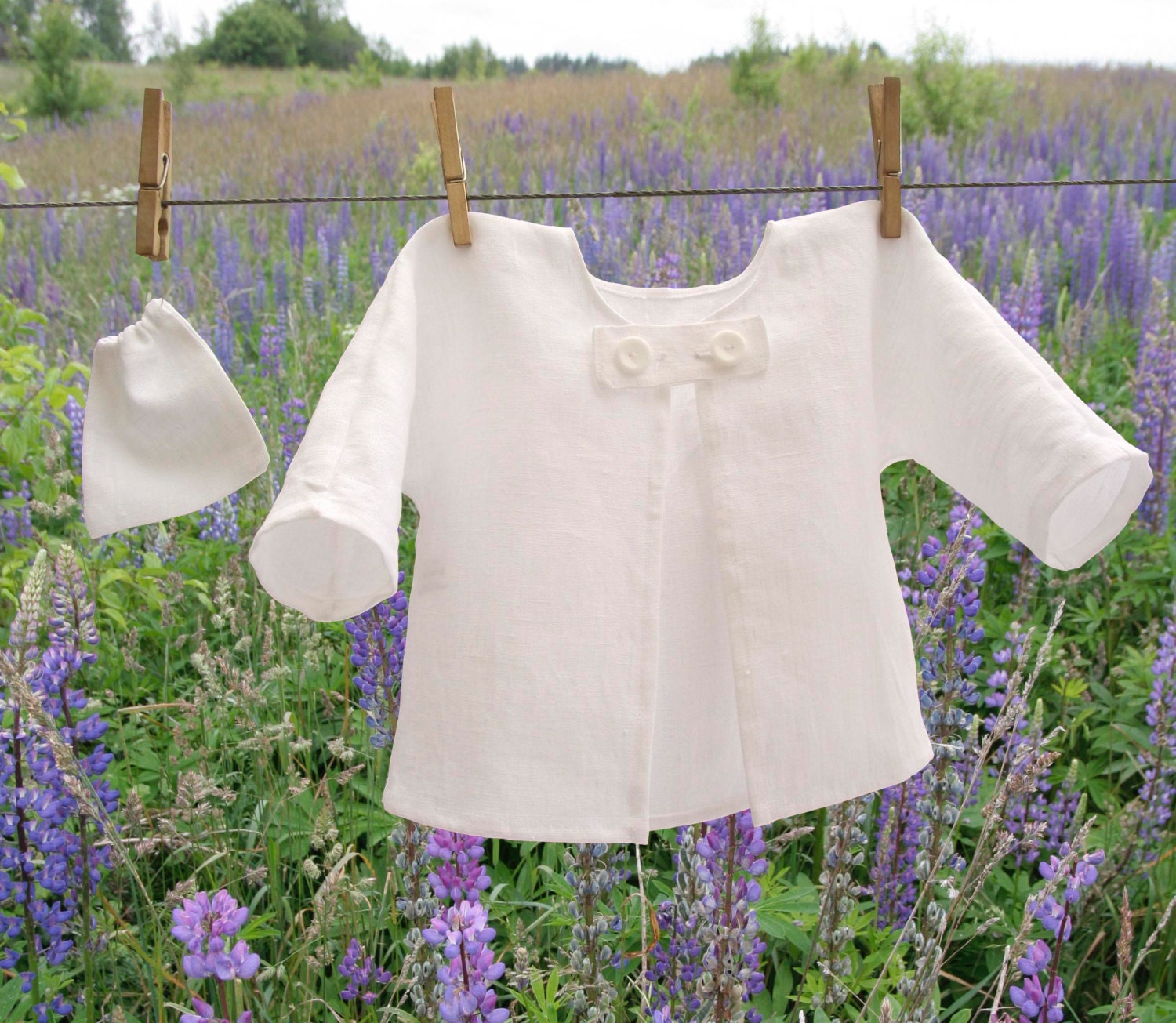 Natural linen baby jacket