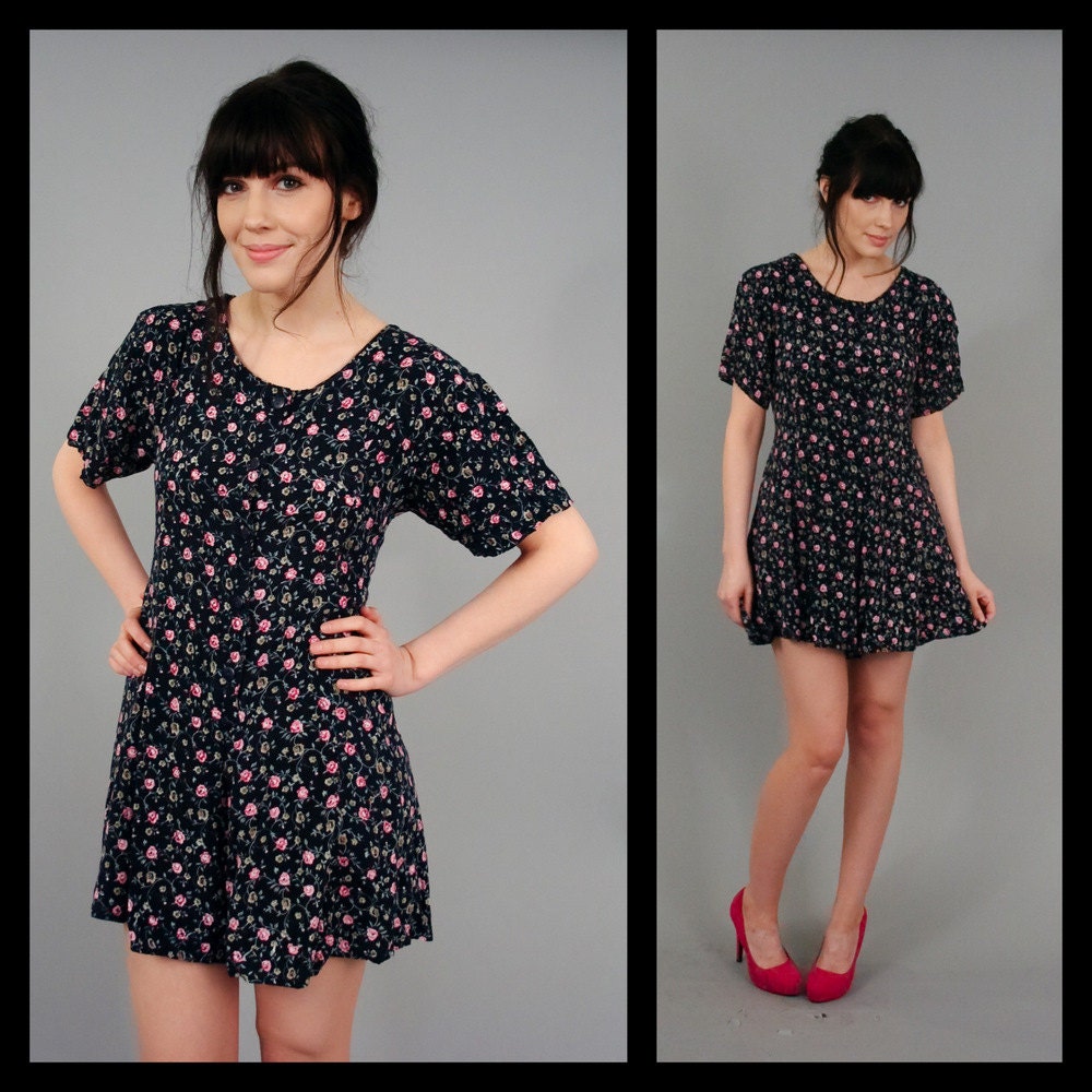 Vintage 90s Romper Revival Mini Dress Playsuit (M)