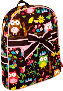 PERSONALIZED Backpack - Brown Owl Quilted Backpack - Pre K Backpack and Up - Small Personalized Backpack