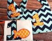 Personalized Goldfish Birthday Shirt,Bib and Fabric Birthday Party Hat - You Choose your Fabric - by Pocketbaby
