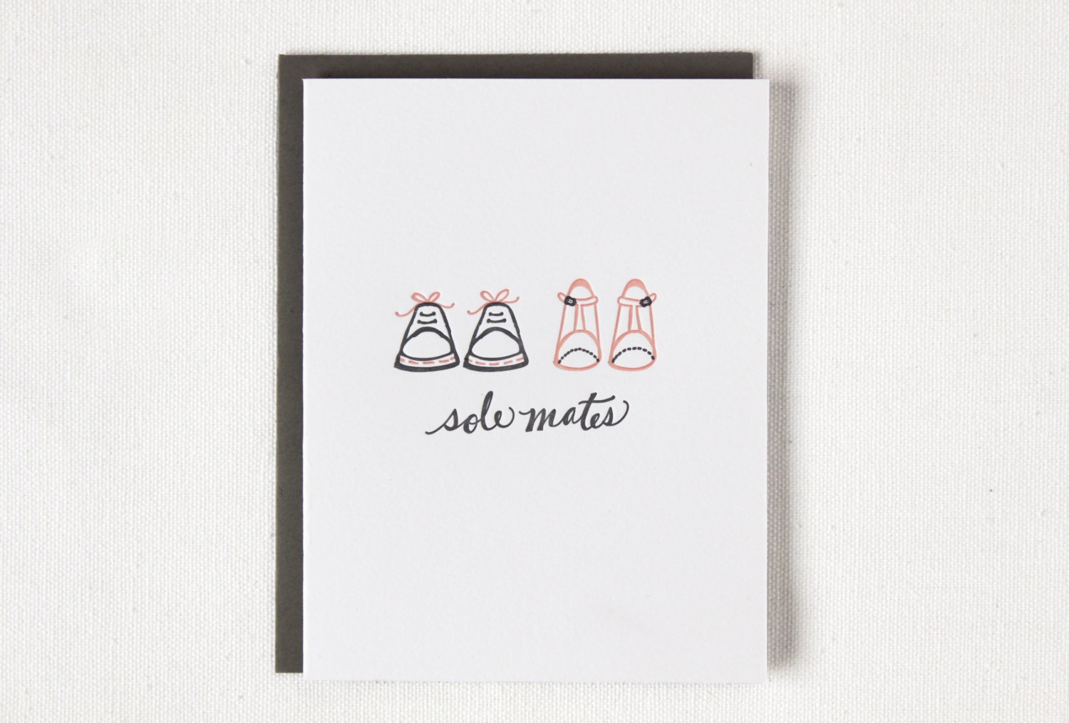 Sole Mates Shoes Letterpress Card. Single