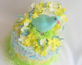 Easter, Spring Treasure Box Decoration with Peace Dove, Cottage Chic Decor, Vintage Inspired Spring or Wedding Gift
