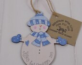 Baby Boys First Christmas Blue Personalised Handpainted Tree Decoration / Gift Tag