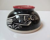 Handmade Ceramic Spaniel Bowl - Hand Painted Eagle
