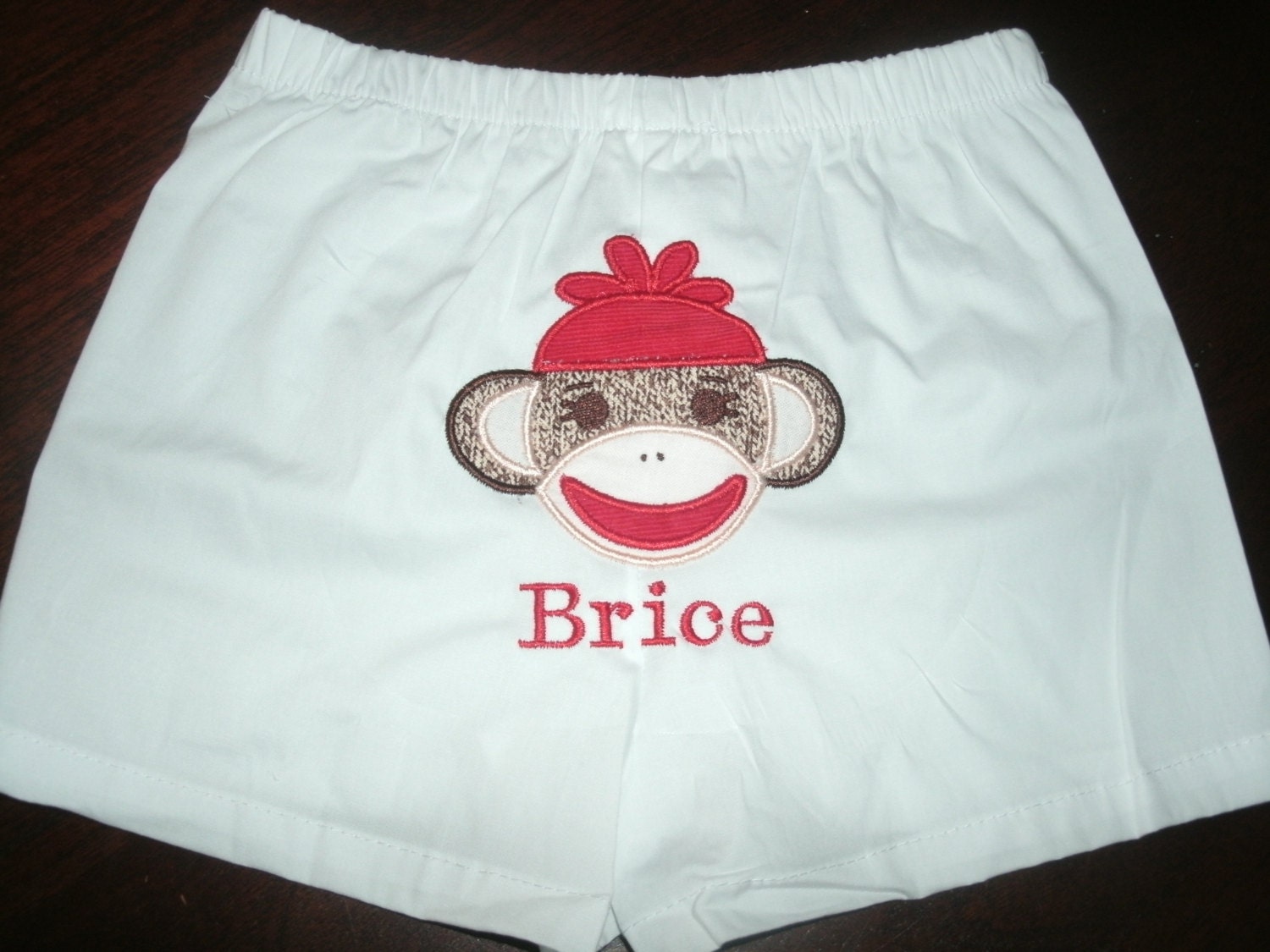 PERSONALIZED Sock Monkey Boxers Diaper Cover Infant Toddler Monogrammed