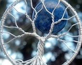 Blue Moon Tree of Life Pendant - Sterling Silver and Lapis - Original Design by Ethora