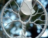 Lunar Eclipse Moon Tree of Life Pendant - Sterling Silver and Mother of Pearl - Original Design by Ethora