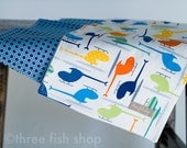 Organic Ecofriendly Baby Burp Cloth Pair in Helicopters - Baby Shower Gift - Boy Burp Cloths - Burp Cloths for Boys